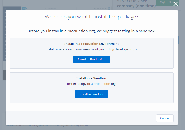 Salesforce Install 02 - Installation Destination - Melissa Wiki