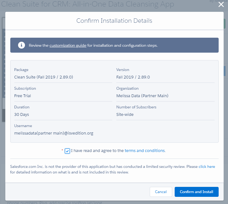 Salesforce Install 03 - Confirm Installation - Melissa Wiki