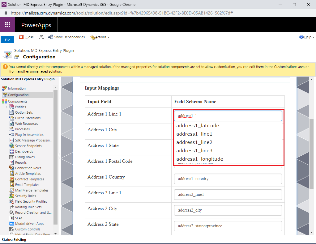 Dynamics ExpressEntry CustomMapping 05 - Field Name - Melissa Wiki