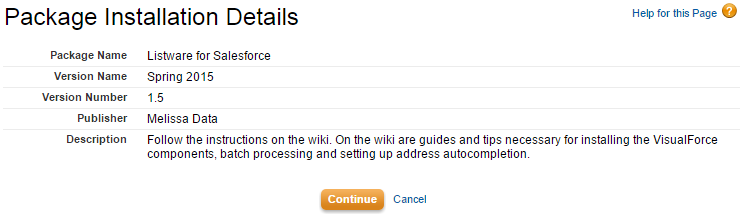 ListwareSalesforce GS 01 - Package Installation - Melissa Wiki