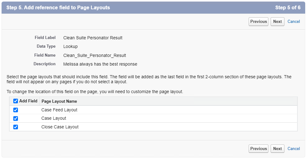 Add Field to Page Layouts