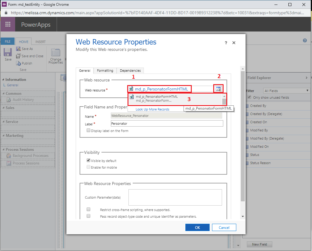 Dynamics Personator CustomMapping 12 SelectWebResource.png