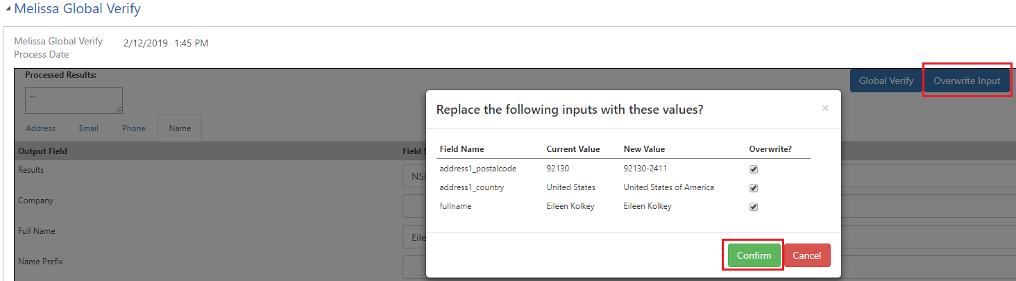 Dynamics GlobalVerify Tutorial 07 - Confirm - Melissa Wiki